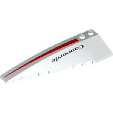 white wedge 10 x 3 left with black concorde and red triangle tapered stripe pattern