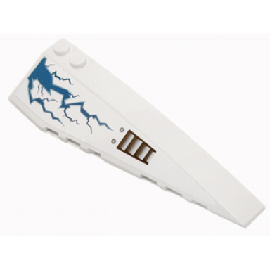 white wedge 10 x 3 right with blue lightning black rivets and vent pattern sticker - set 70724