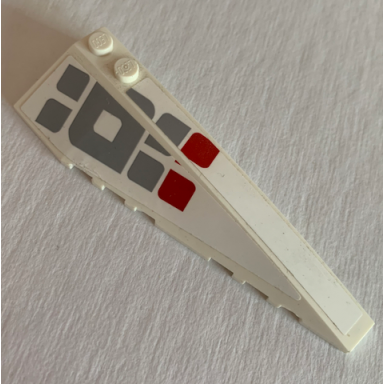 white wedge 10 x 3 right with light bluish gray and red leaves pattern stickers - set 70616