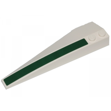 white wedge 10 x 3 right with dark green stripe pattern sticker - set 75248