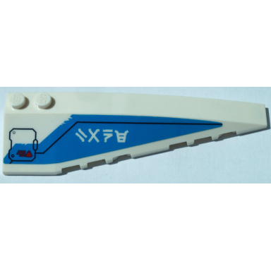 white wedge 10 x 3 right with dark azure panel hatch red triangle and ninjago logogram zane pattern sticker - set 70673