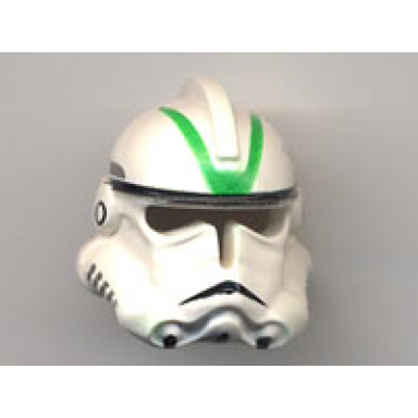 white minifigure headgear helmet sw clone trooper ep.3 with green stripes pattern