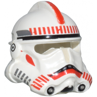 white minifigure headgear helmet sw clone trooper ep.3 with red stripe and mouth markings pattern