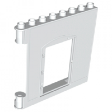 white duplo wall 1 x 8 x 6 hinge on left with door opening