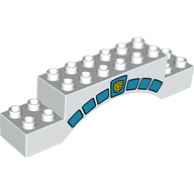 white duplo brick 2 x 10 x 2 arch with stonework and yellow star badge pattern