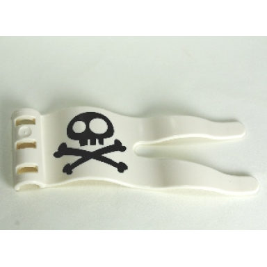 white duplo flag wavy 2 x 5 with skull and crossbones pattern