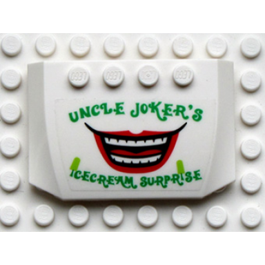 white wedge 4 x 6 x 2 3 triple curved with uncle jokers icecream surprise pattern sticker - set 7888