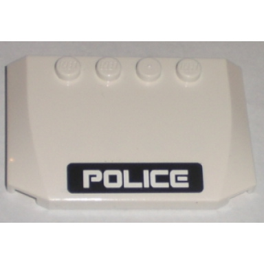 white wedge 4 x 6 x 2 3 triple curved with white police on black stripe pattern sticker - set 5971