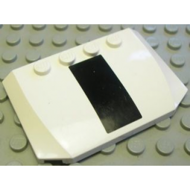 white wedge 4 x 6 x 2 3 triple curved with black stripe pattern sticker - set 7245-1