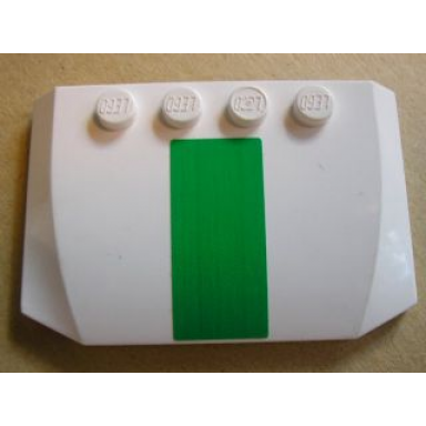 white wedge 4 x 6 x 2 3 triple curved with green stripe pattern sticker - set 7245-1