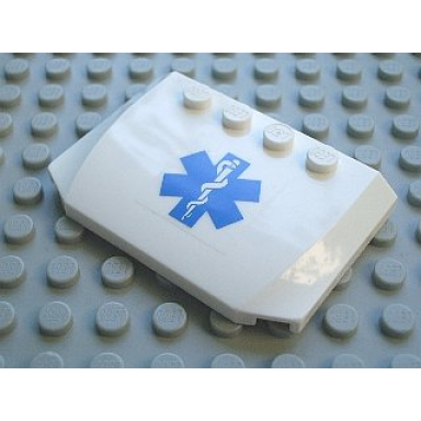 white wedge 4 x 6 x 2 3 triple curved with blue emt star of life pattern sticker - set 7890