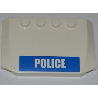 white wedge 4 x 6 x 2 3 triple curved with white police on blue stripe pattern sticker - set 4441
