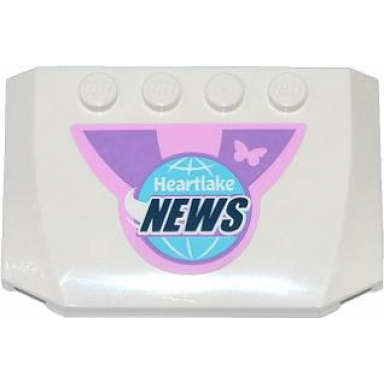 white wedge 4 x 6 x 2 3 triple curved with pink butterfly and globe with heartlake news pattern sticker - set 41056
