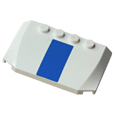 white wedge 4 x 6 x 2 3 triple curved with blue stripe pattern sticker - set 7245-2