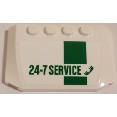 white wedge 4 x 6 x 2 3 triple curved with green 24-7 service on white background pattern sticker - sets 60081 60097