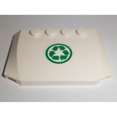 white wedge 4 x 6 x 2 3 triple curved with green recycling arrows in circle pattern sticker - set 60118
