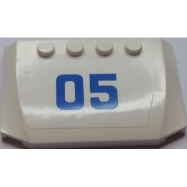 white wedge 4 x 6 x 2 3 triple curved with large blue 05 on white background pattern sticker - set 60045