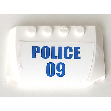 white wedge 4 x 6 x 2 3 triple curved with blue police 09 pattern sticker - set 60142