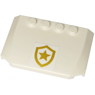 white wedge 4 x 6 x 2 3 triple curved with police gold star badge logo on white background pattern sticker - sets 60245 60246