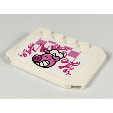 white wedge 4 x 6 x 2 3 triple curved with dark pink and magenta pigsey and flames logo pattern sticker - set 80009