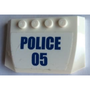 white wedge 4 x 6 x 2 3 triple curved with blue police and 05 on white background pattern sticker - set 60140