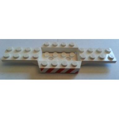white vehicle base 4 x 12 x 3 4 with 4 x 2 recessed center with smooth underside with red and white danger stripes pattern on both sides stickers - set 7747