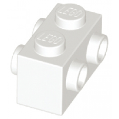 white brick modified 1 x 2 with studs on 2 sides