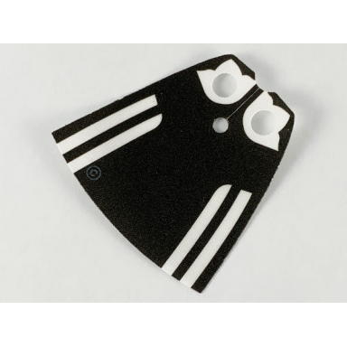 white minifigure cape cloth standard - starched fabric - 4.0cm height with black back and stripes pattern