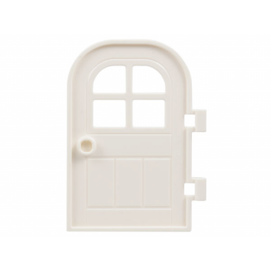 white door 1 x 4 x 6 curved top with window with 4 panes and stud handle reinforced edge