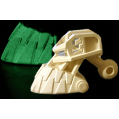 white bionicle head connector block piraka with glow in dark teeth pattern