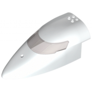 white aircraft fuselage forward top curved 8 x 16 x 5 with trans-brown glass
