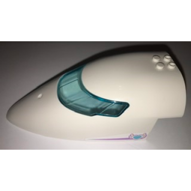 white aircraft fuselage forward top curved 8 x 16 x 5 with trans-light blue glass with heart feathers and hla pattern on both sides stickers - set 41109