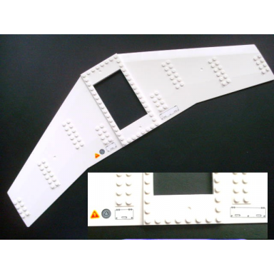 white wing plate 20 x 56 with 6 x 10 cutout and no holes with warning sign filler cap and hatches pattern stickers - set 7893