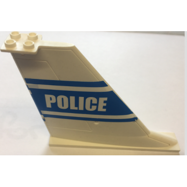 white tail 14 x 2 x 8 with white police and stripes on blue background pattern on both sides stickers - set 7723