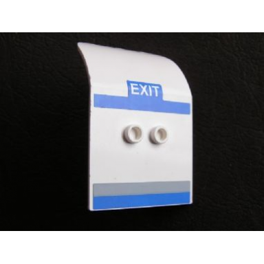 white door 2 x 4 x 6 curved aircraft with white exit on blue background and blue and light bluish gray stripes pattern stickers - set 7893-1