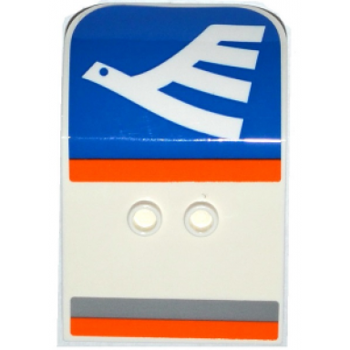 white door 2 x 4 x 6 curved aircraft with white airline bird on blue background and light bluish gray and orange stripes pattern stickers - set 60104