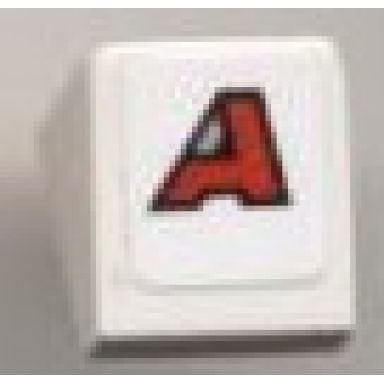 white slope 30 1 x 1 x 2 3 with red letter a pattern sticker - set 8124