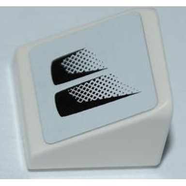 white slope 30 1 x 1 x 2 3 with black air intake double faded on white background pattern model left sticker - set 8149