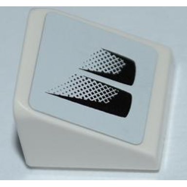 white slope 30 1 x 1 x 2 3 with black air intake double faded on white background pattern model right sticker - set 8149