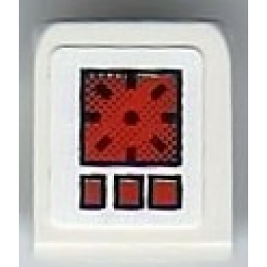 white slope 30 1 x 1 x 2 3 with red and black screen and buttons pattern sticker - set 8899