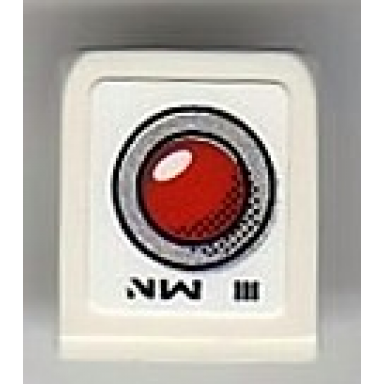 white slope 30 1 x 1 x 2 3 with red light button and nw iii pattern sticker - set 8899