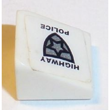 white slope 30 1 x 1 x 2 3 with police badge and highway police pattern model right side sticker - set 8152