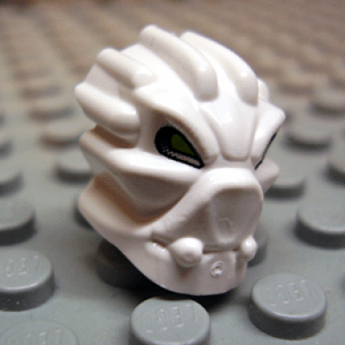 white minifigure head modified bionicle inika toa matoro pattern