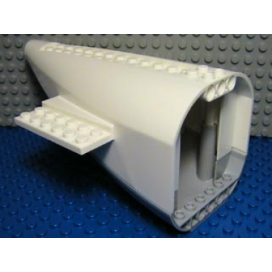 white aircraft fuselage aft section curved with fixed light bluish gray base and white hard rubber tip