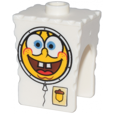 white minifigure head modified spongebob squarepants with spacesuit pattern