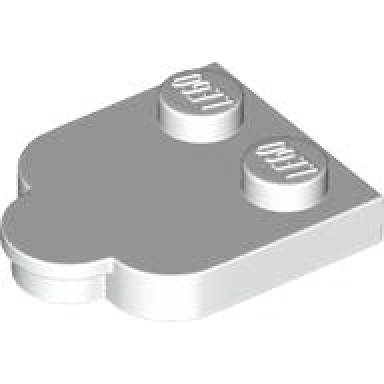 white tile modified 2 x 2 with studs on edge rounded corners and 1 x 1 half circle extension