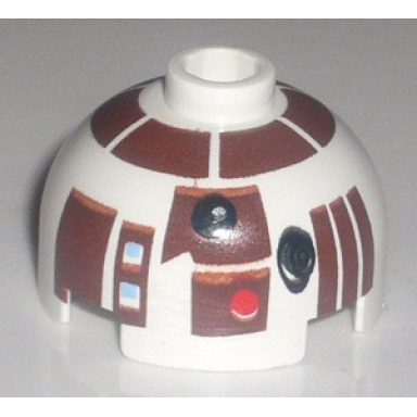 white brick round 2 x 2 dome top with reddish brown pattern r7-d4