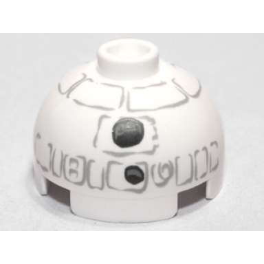 white brick round 2 x 2 dome top with gray lines and coal pieces pattern snowman r2-d2
