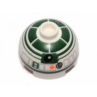 white brick round 2 x 2 dome top with dark green pattern r2-x2