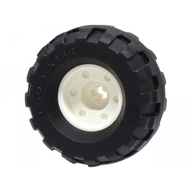 white wheel 18mm d x 14mm with axle hole fake bolts and shallow spokes with black tire 37 x 18r 55982 56891